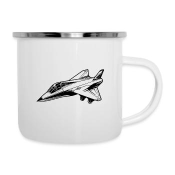 Kampfjet - Emaille-Tasse - Weiß - Rechts