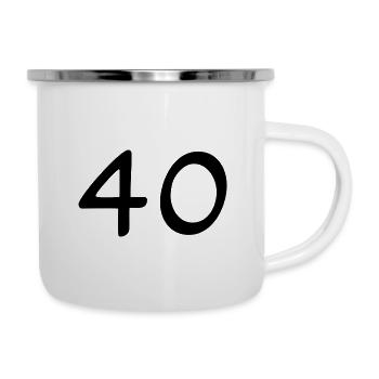 40. 40 JAHRE. 40-JÄHRIGES JUBILÄUM. 40-JÄHRIGES JUBILÄUM. - Emaille-Tasse - Weiß - Rechts