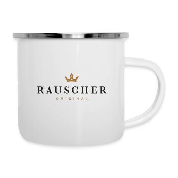 Rauscher Original Familienlogo - Emaille-Tasse - Weiß - Rechts