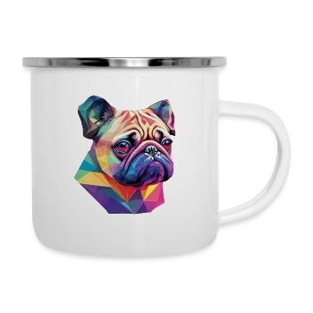 Mops Hund süß Hunderasse Möpse Hunde Pug Design - Emaille-Tasse - Weiß - Rechts