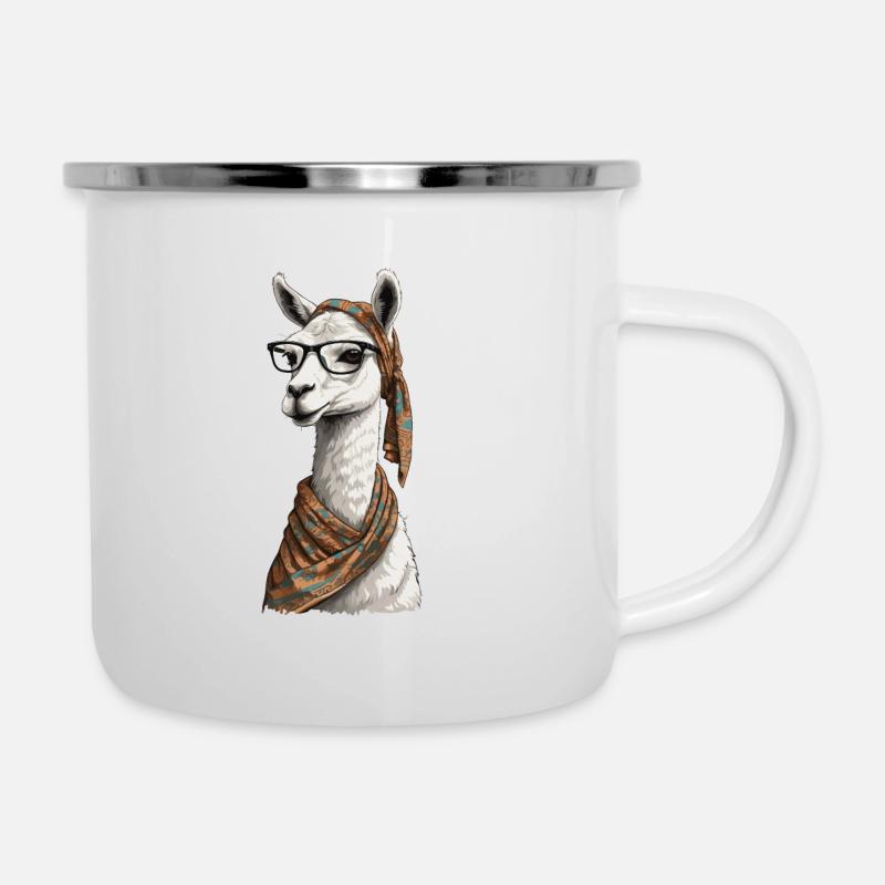 Lama aimant maman drôle Alpaga Design - Tasse émaillée - blanc