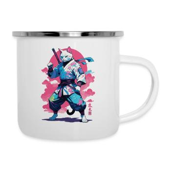 Samurai Cat Vaporwave Aesthetic Design - Camper Mug - white - Right