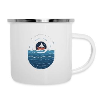 Kapitän Auf Hoher See Mit Bootsmotiv - Emaille-Tasse - Weiß - Rechts