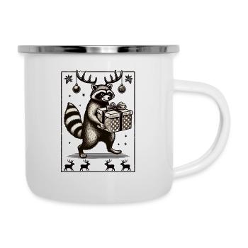 Christmas raccoon with gift - Camper Mug - white - Right