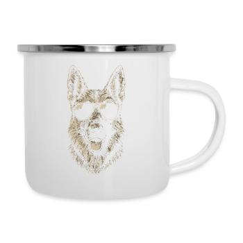 Deutscher Schäferhund Sonnenbrille Coole Illustration - Emaille-Tasse - Weiß - Rechts
