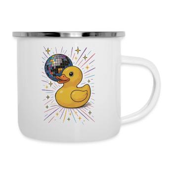 Gummiente Disco Ball Party Illustration - Emaille-Tasse - Weiß - Rechts