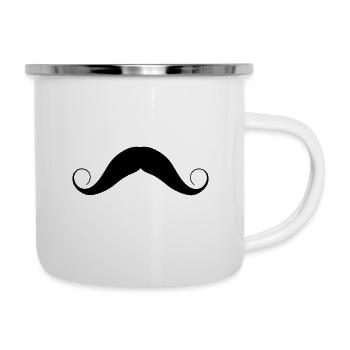 Schnurrbart - Emaille-Tasse - Weiß - Rechts