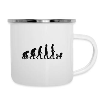 Pudel - Emaille-Tasse - Weiß - Rechts
