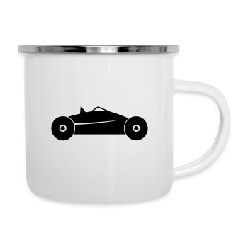 Ancienne voiture - Tasse émaillée - blanc - Droite