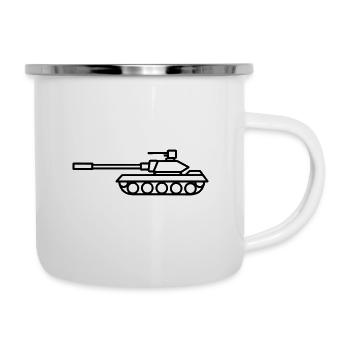 Panzer - Emaille-Tasse - Weiß - Rechts