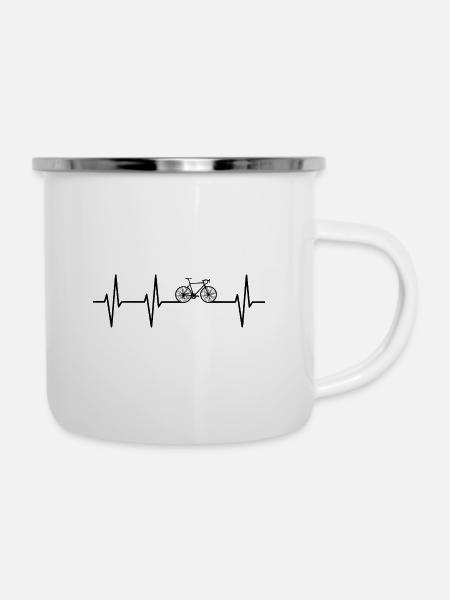 Fahrrad - Emaille-Tasse - Weiß