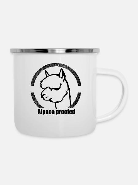 alpaca proofed - Emaille-Tasse - Weiß