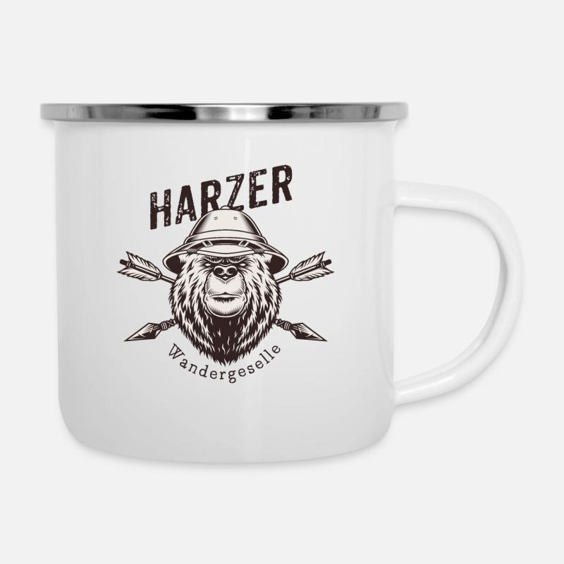 Harzer Wandergeselle - Emaille-Tasse - Weiß