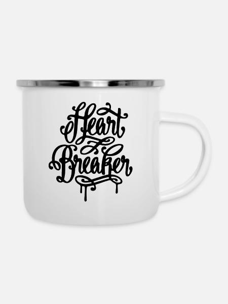 Herzensbrecher - Emaille-Tasse - Weiß