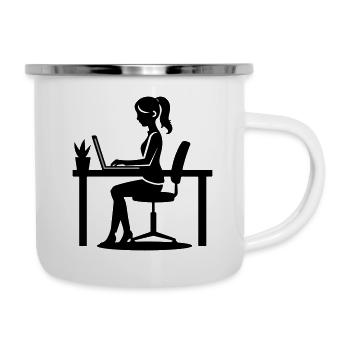 Frau Computer Job - Emaille-Tasse - Weiß - Rechts