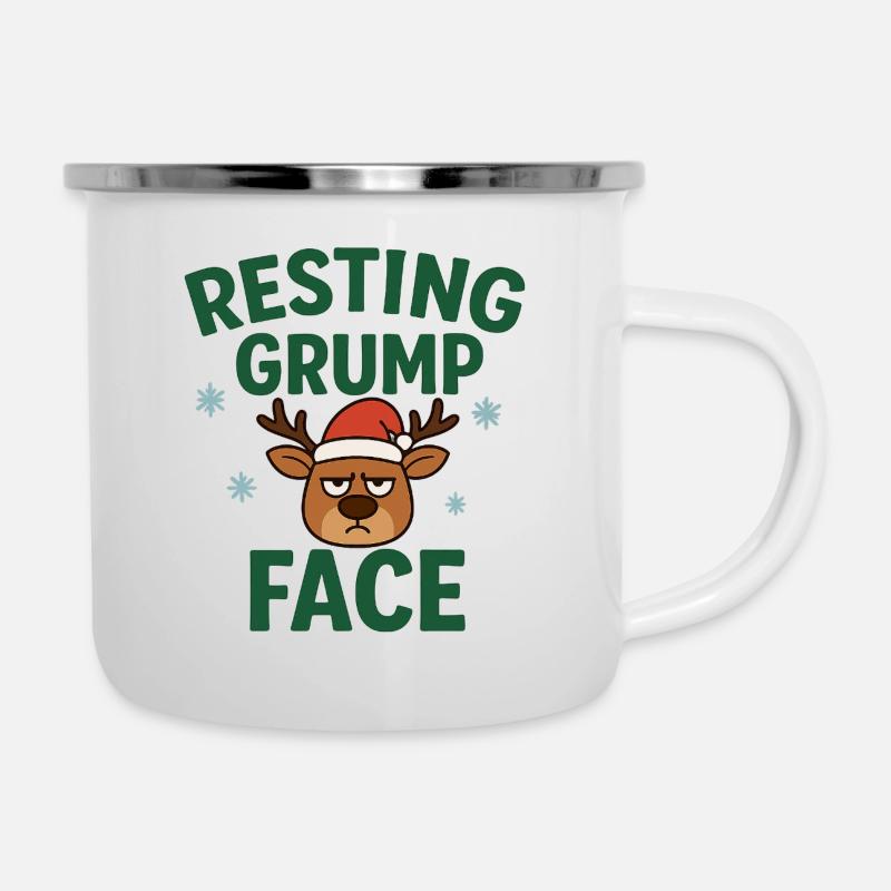 Resting Grump Face Reindeer with Hat - Camper Mug - white