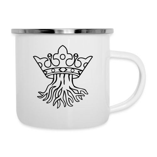 Kronstadt-Wappen - Wurzel mit Krone s/w - Emaille-Tasse