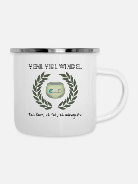 Veni. Vidi. Windel - Emaille-Tasse - Weiß