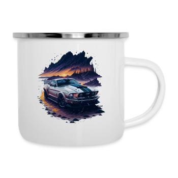 Voiture de sport - Tasse émaillée - blanc - Droite