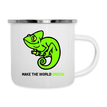 Chamäleon - Emaille-Tasse - Weiß - Rechts