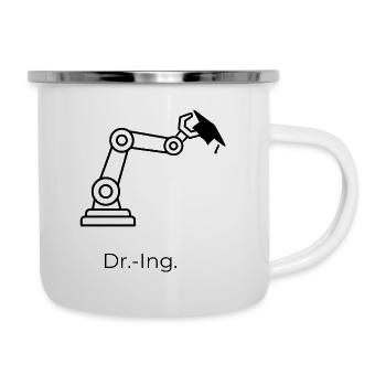 Dr.-Ing. – Robotik - Emaille-Tasse - Weiß - Rechts
