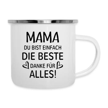 Beste Mutter Danke Mama bedanken Geschenk Herz - Emaille-Tasse - Weiß - Rechts