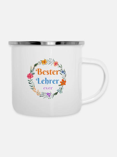 Bester Lehrer! personalisierbar - Emaille-Tasse - Weiß
