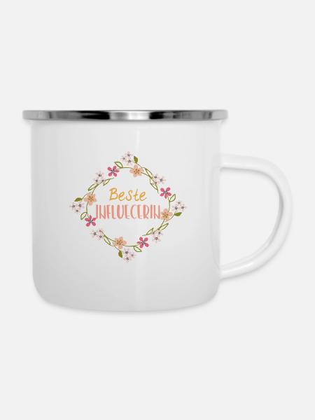 Beste Influencerin! personalisierbar - Emaille-Tasse - Weiß