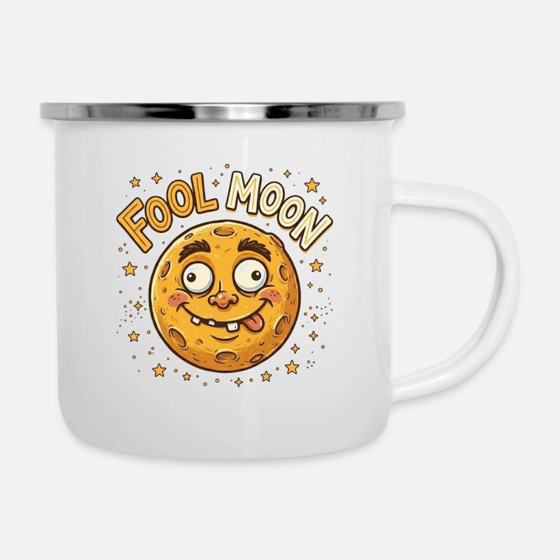 Fool Moon Funny Space Pun Graphic - Camper Mug - white