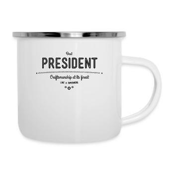 Bester Präsident - Handwerkskunst vom Feinsten - Emaille-Tasse - Weiß - Rechts