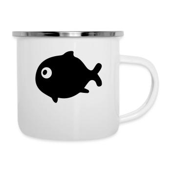 poisson - Tasse émaillée - blanc - Droite