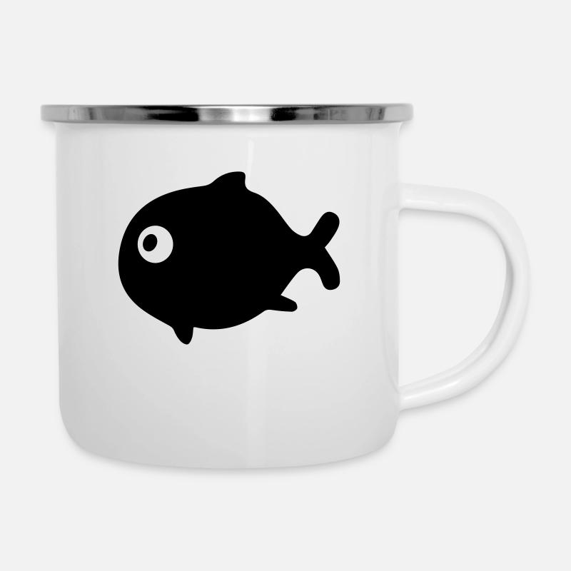 poisson - Tasse émaillée - blanc