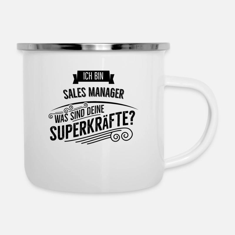 Sales Manager - Emaille-Tasse - Weiß