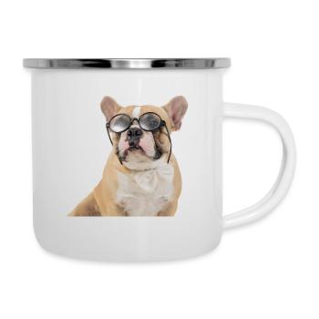Bulldog with glasses - Camper Mug - white - Right