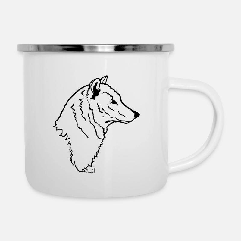 Wolf - Emaille-Tasse - Weiß