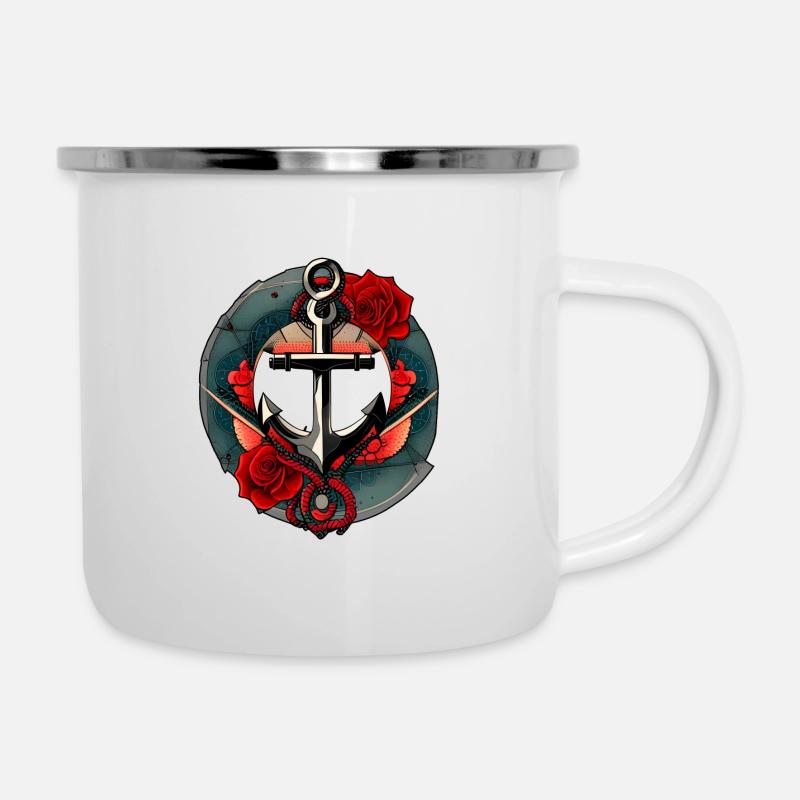 Anker - Emaille-Tasse - Weiß