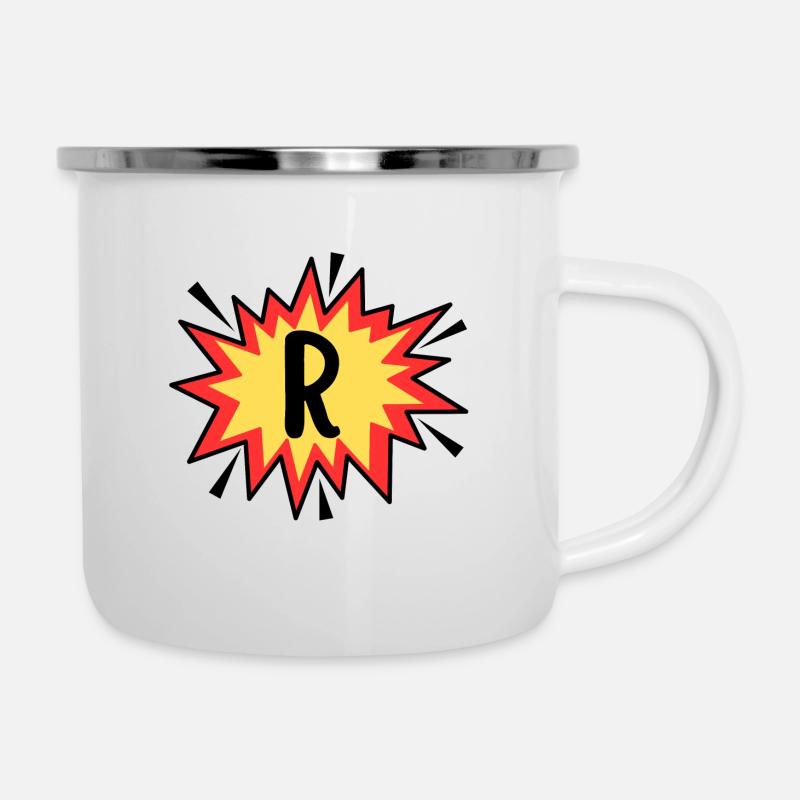 Lettre R - Tasse émaillée - blanc
