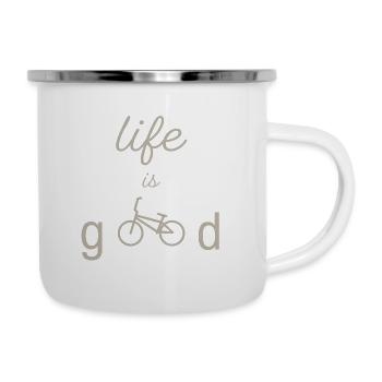 LIFE IS GOOD BMX CREME - Emaille-Tasse - Weiß - Rechts