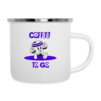 Kaffee T-shirt lustige Sprüche coffee to go - Emaille-Tasse - Weiß - Rechts