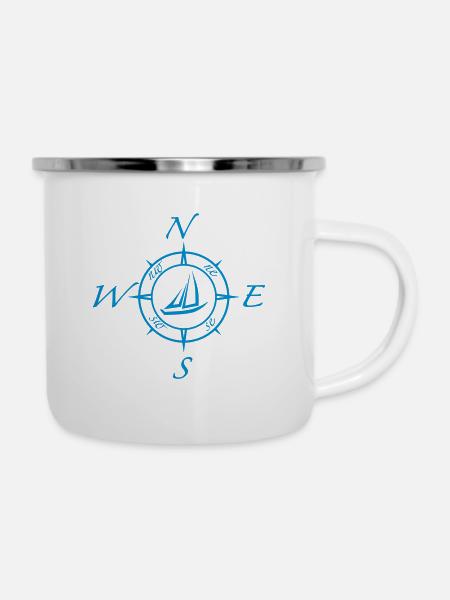 Segelschiff - Emaille-Tasse - Weiß