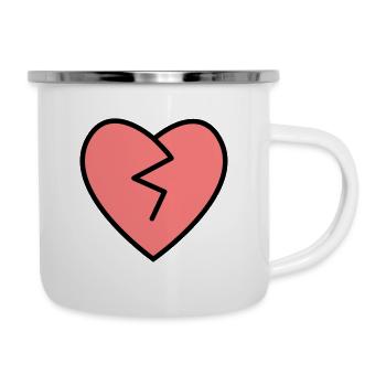 gebrochenes Herz - Emaille-Tasse - Weiß - Rechts