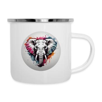 Fashion & more "Elefant" 🐘 - Emaille-Tasse - Weiß - Rechts