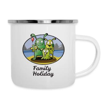 Family Holidays - Emaille-Tasse - Weiß - Rechts