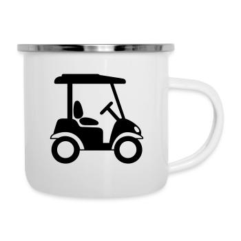 Golfwagen - Emaille-Tasse - Weiß - Rechts