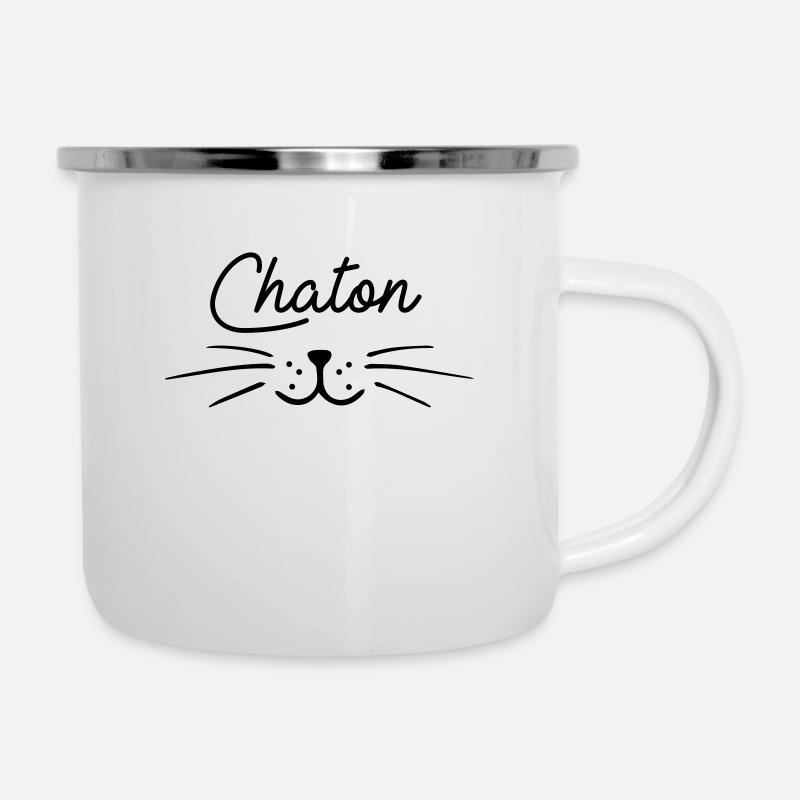 Chaton - Tasse émaillée - blanc