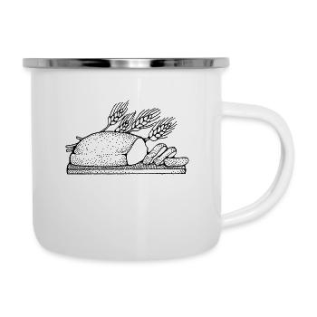 brot broetchen crossaint baecker baguette bread bu - Emaille-Tasse - Weiß - Rechts