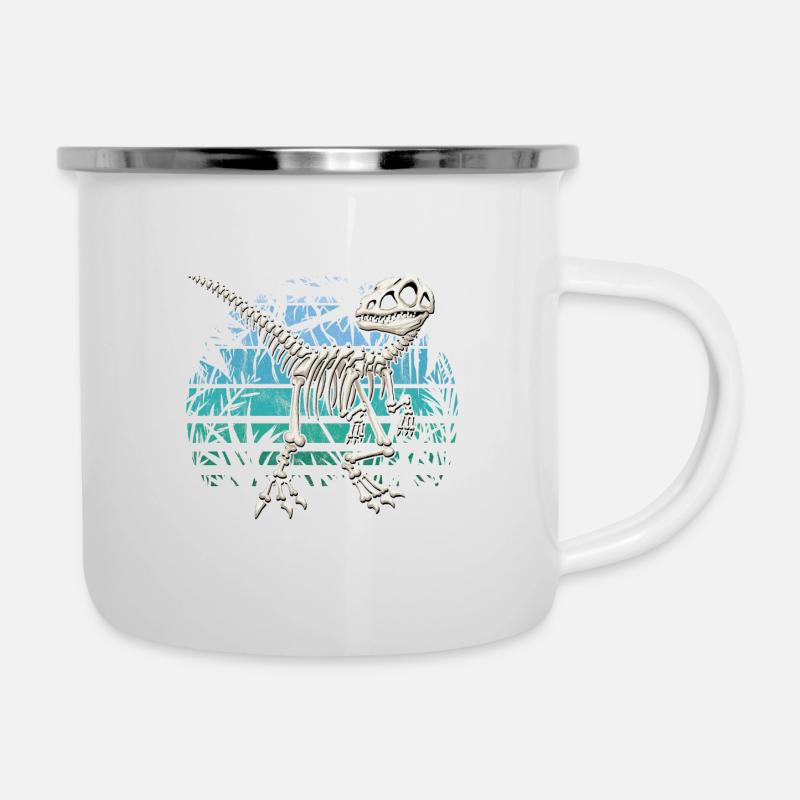 Skeleton Raptor Velociraptor Blue Jungle Dino - Tasse émaillée - blanc