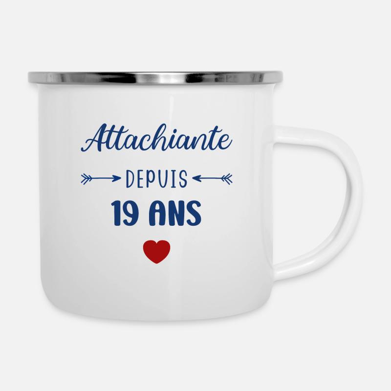 Attachiante depuis 19 ans - Tasse émaillée - blanc