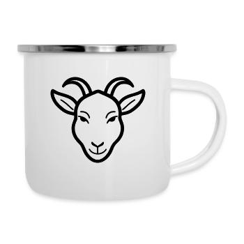 Ziegenbock - Emaille-Tasse - Weiß - Rechts