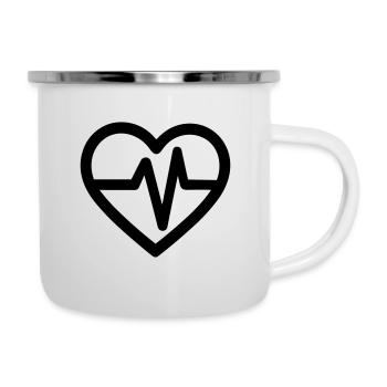 battement de coeur - Tasse émaillée - blanc - Droite